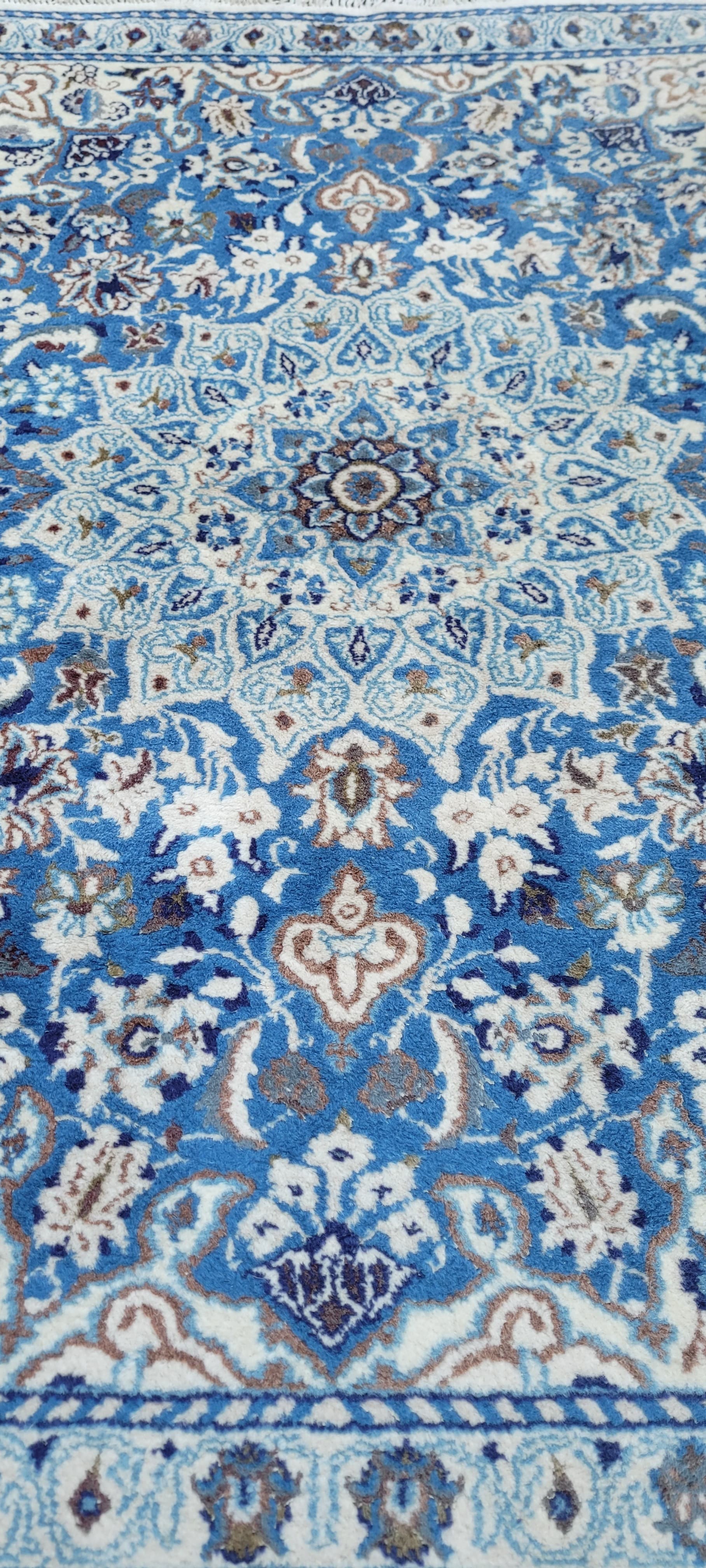 Rug Nain 140x90 cm, blue, wool silk, Iran - 134638