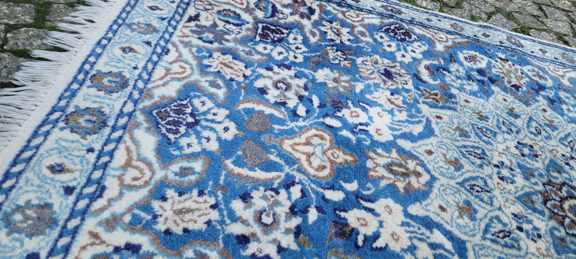 Rug Nain 140x90 cm, blue, wool silk, Iran - 134643