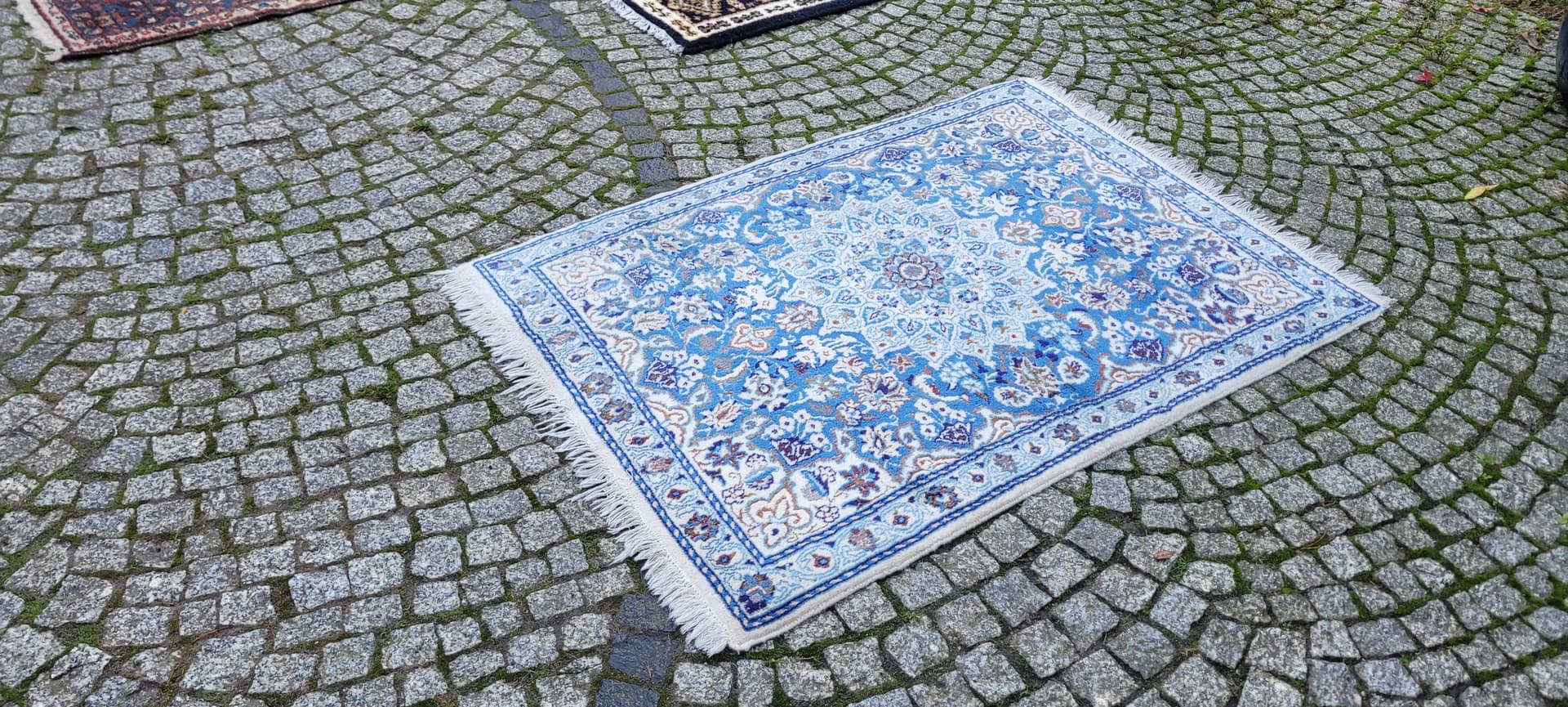 Rug Nain 140x90 cm, blue, wool silk, Iran - 134636