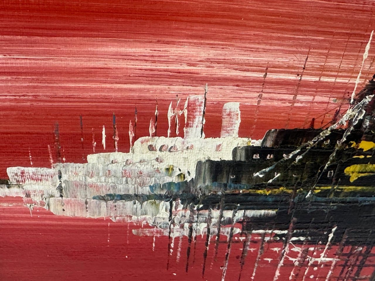 Painting Skyscrapers, red, by V. Vette, Germany, 1950s - 151318