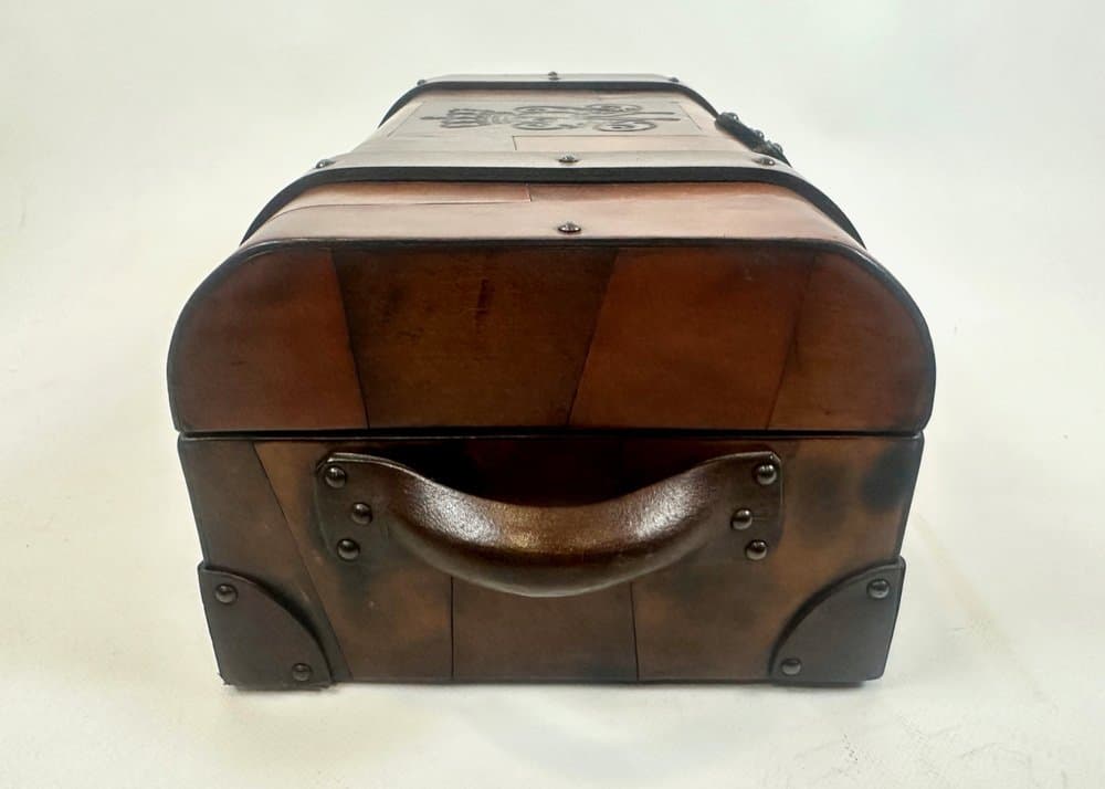 Pudełko, skóra brąz jasny, proj. W. Bober, USA, lata 70. - 151342