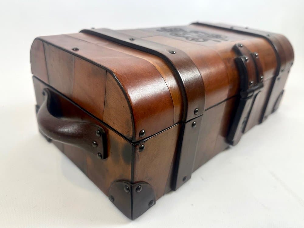 Pudełko, skóra brąz jasny, proj. W. Bober, USA, lata 70. - 151339