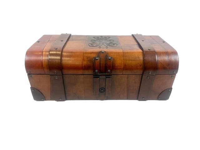 Pudełko, skóra brąz jasny, proj. W. Bober, USA, lata 70. - WYMIARY