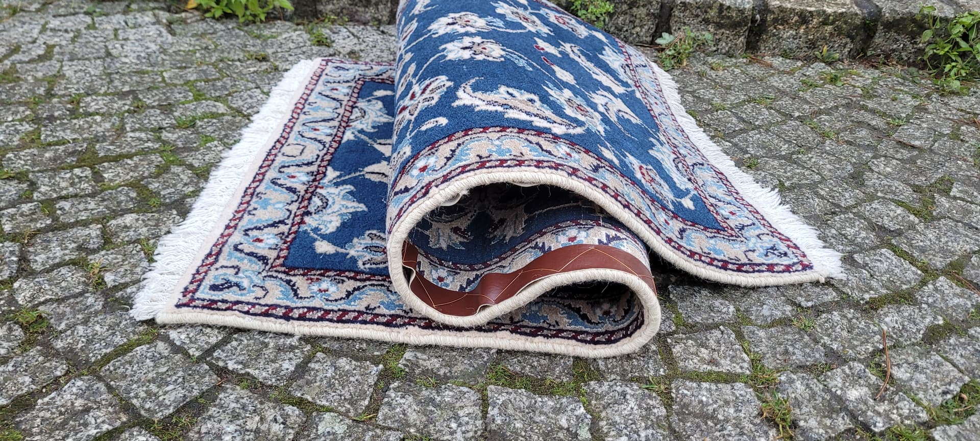 Dywan Nain, granatowy, 68x145cm, Iran, początek XX w. - 134660