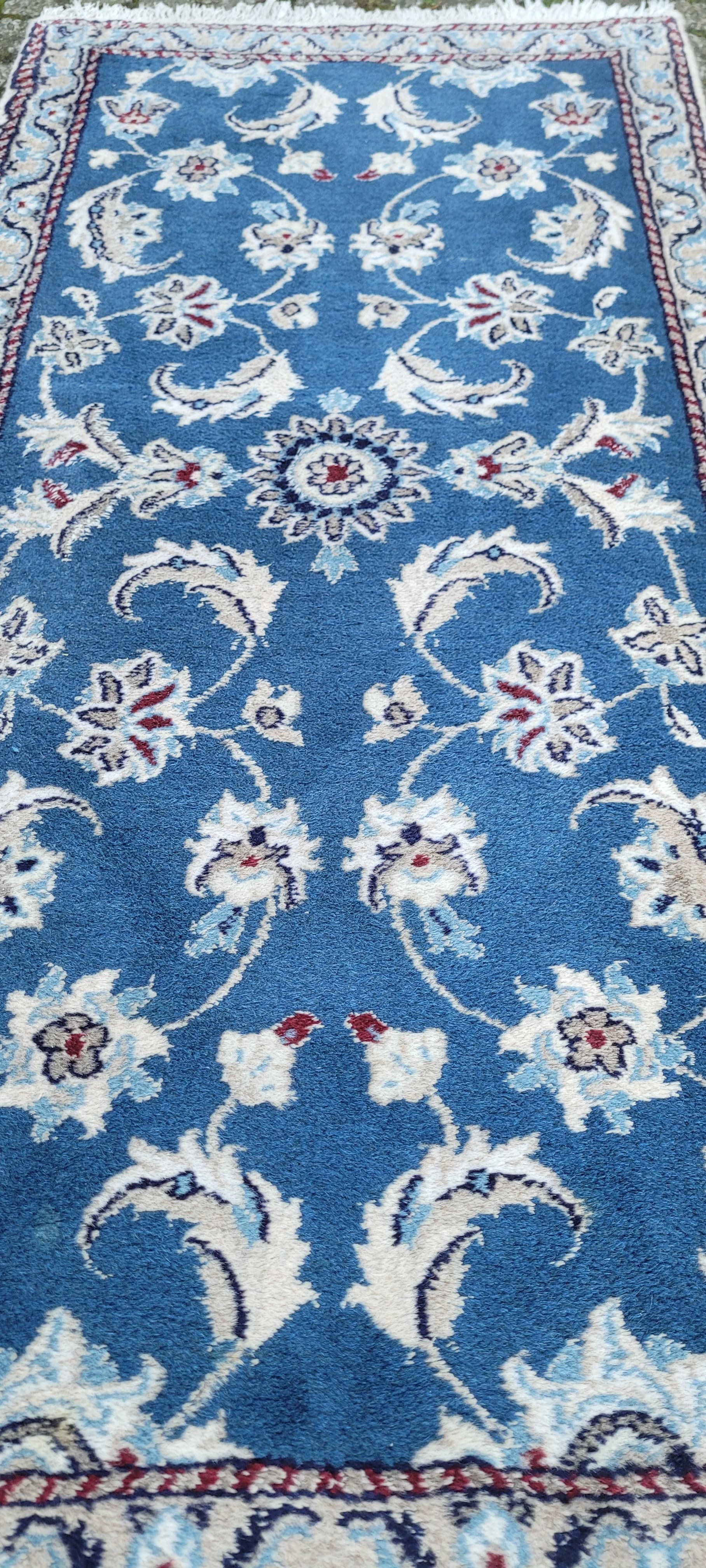 Dywan Nain, granatowy, 68x145cm, Iran, początek XX w. - 134653