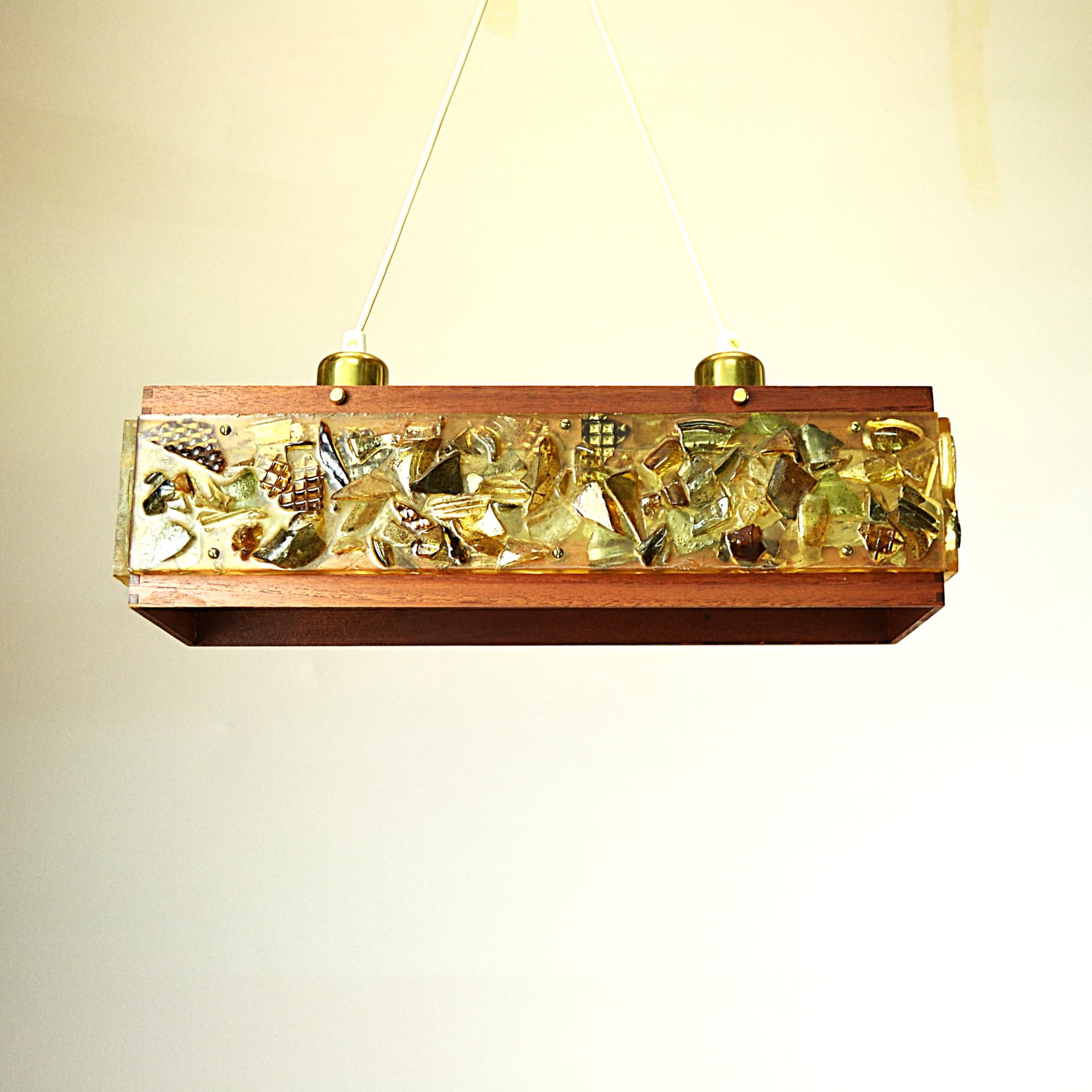 Ceiling lamp, multicolor, teak wood, 1960s - 1098
