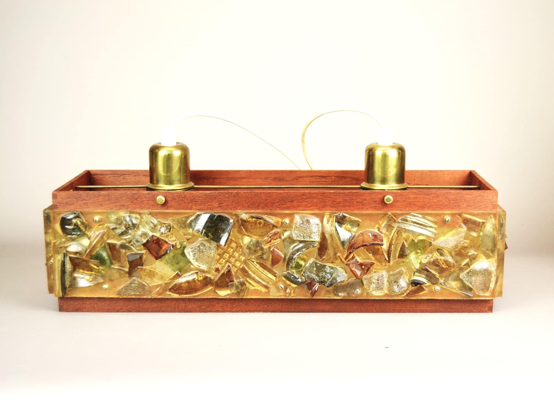 Ceiling lamp, multicolor, teak wood, 1960s - 1092