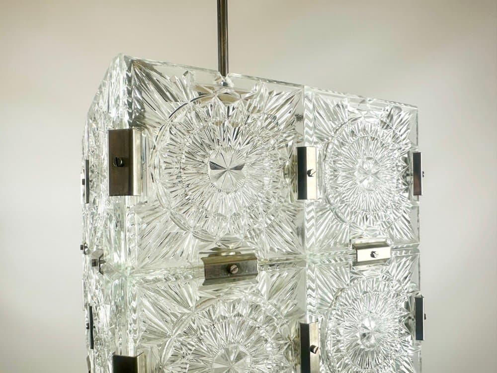 Pendant lamp Cube, transparent crystal, Czech Republic, 1970s. - 151365