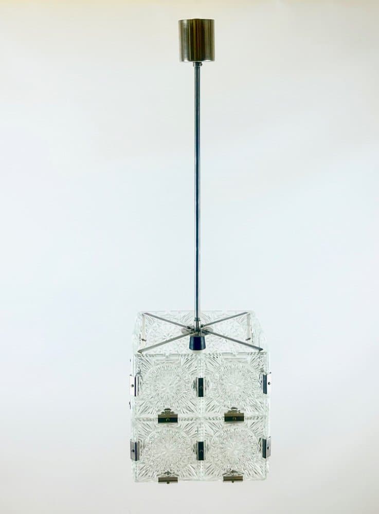 Pendant lamp Cube, transparent crystal, Czech Republic, 1970s. - 151352