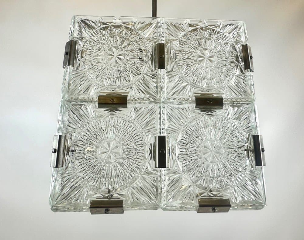 Pendant lamp Cube, transparent crystal, Czech Republic, 1970s. - 151359