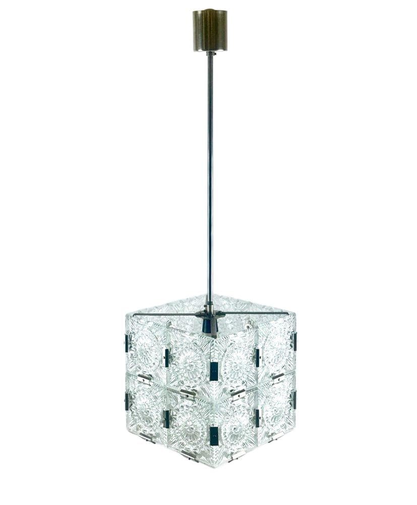 Pendant lamp Cube, transparent crystal, Czech Republic, 1970s. - 148421