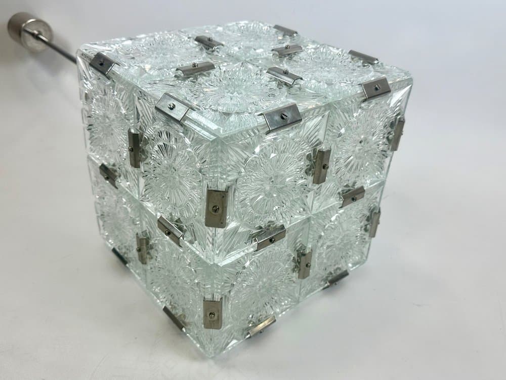 Pendant lamp Cube, transparent crystal, Czech Republic, 1970s. - 151353