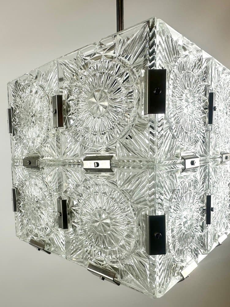 Pendant lamp Cube, transparent crystal, Czech Republic, 1970s. - 151363