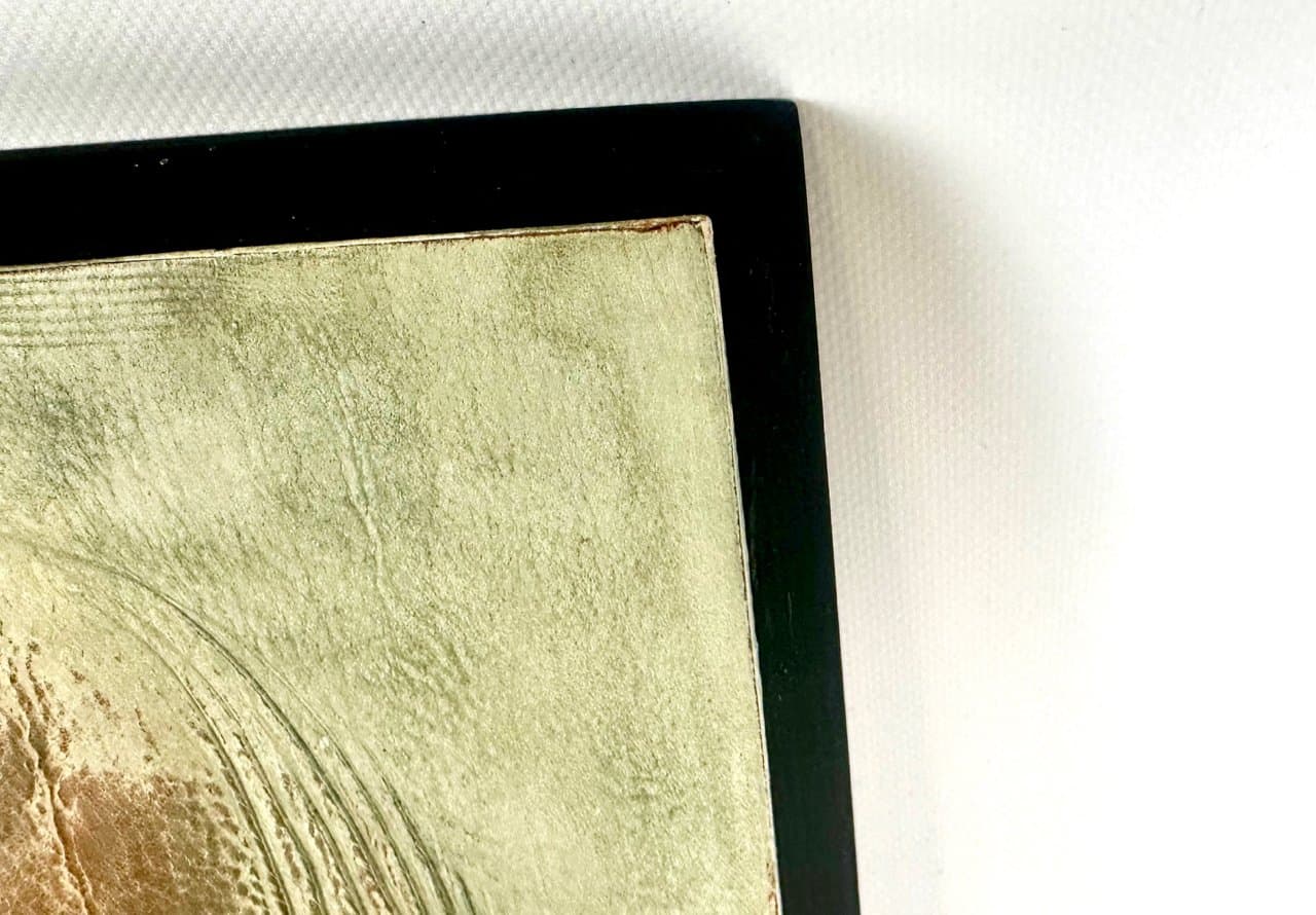 Relief ścienny, oliwkowy, skóra naturalna, sklejka, art. W. Wieczorkiewicz, Polska, lata 90. - 151396