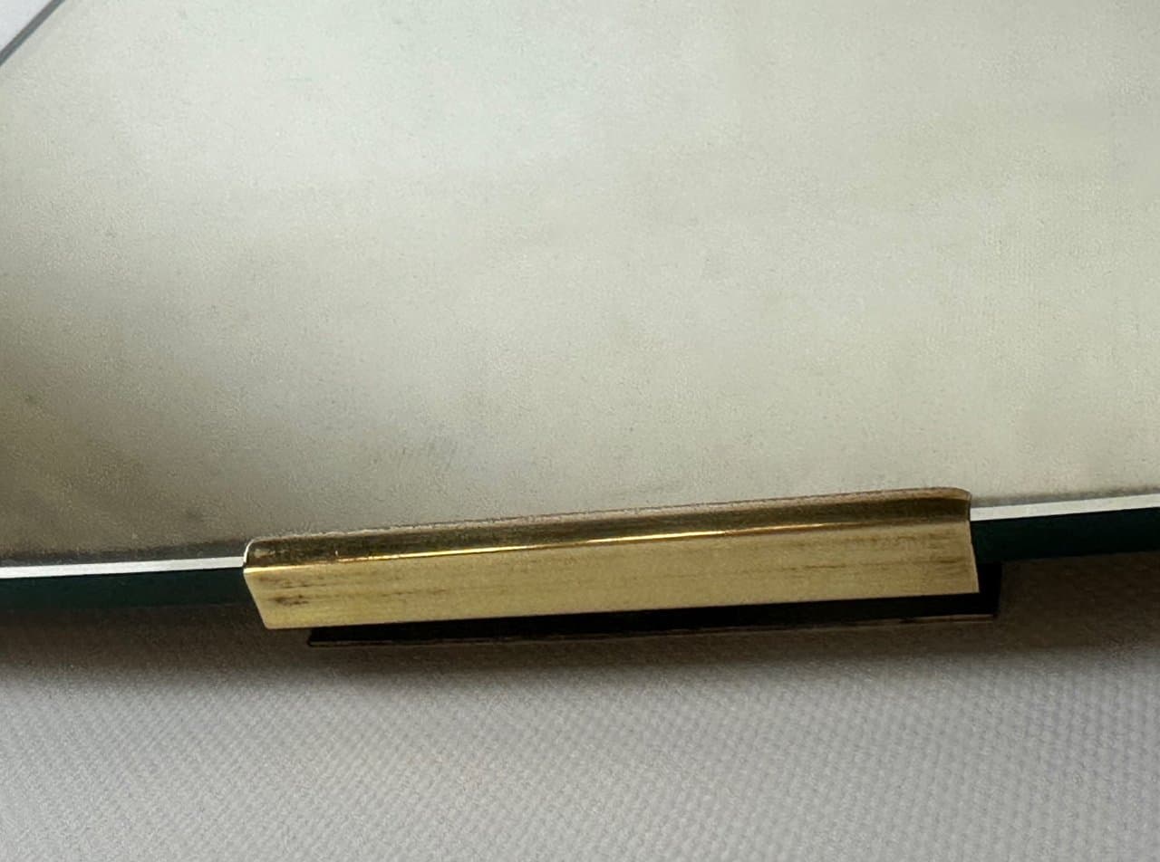 Wall Mirror Art Deco, transparent glass, brass, Germany, 1940s. - 151403