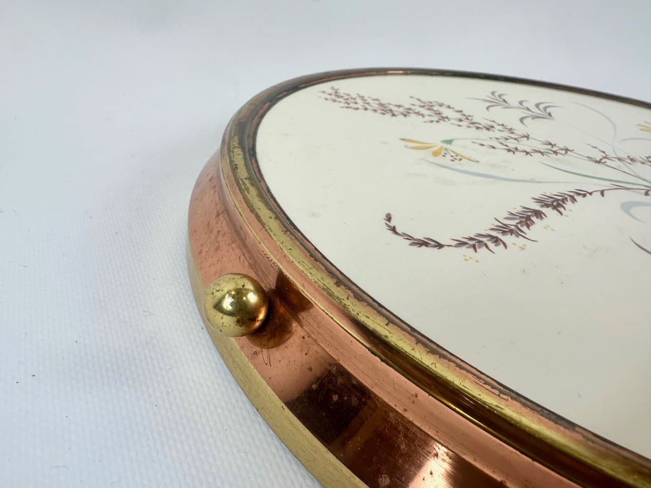 Taca okrągła Art déco, multikolor, ceramika, miedź, Niemcy, lata 40. - 151413