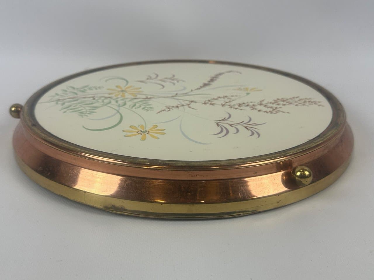 Taca okrągła Art déco, multikolor, ceramika, miedź, Niemcy, lata 40. - 151409