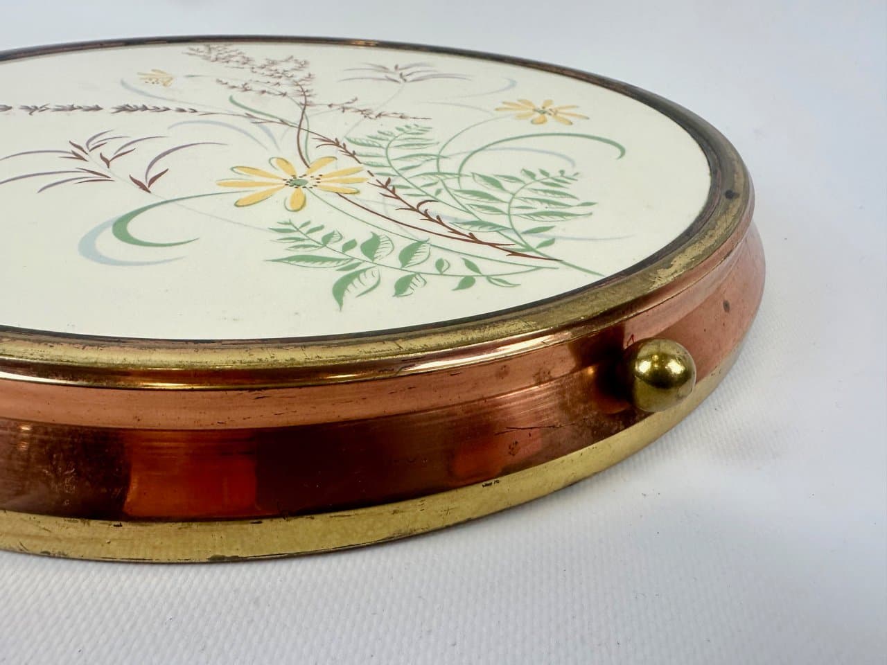 Taca okrągła Art déco, multikolor, ceramika, miedź, Niemcy, lata 40. - 151412