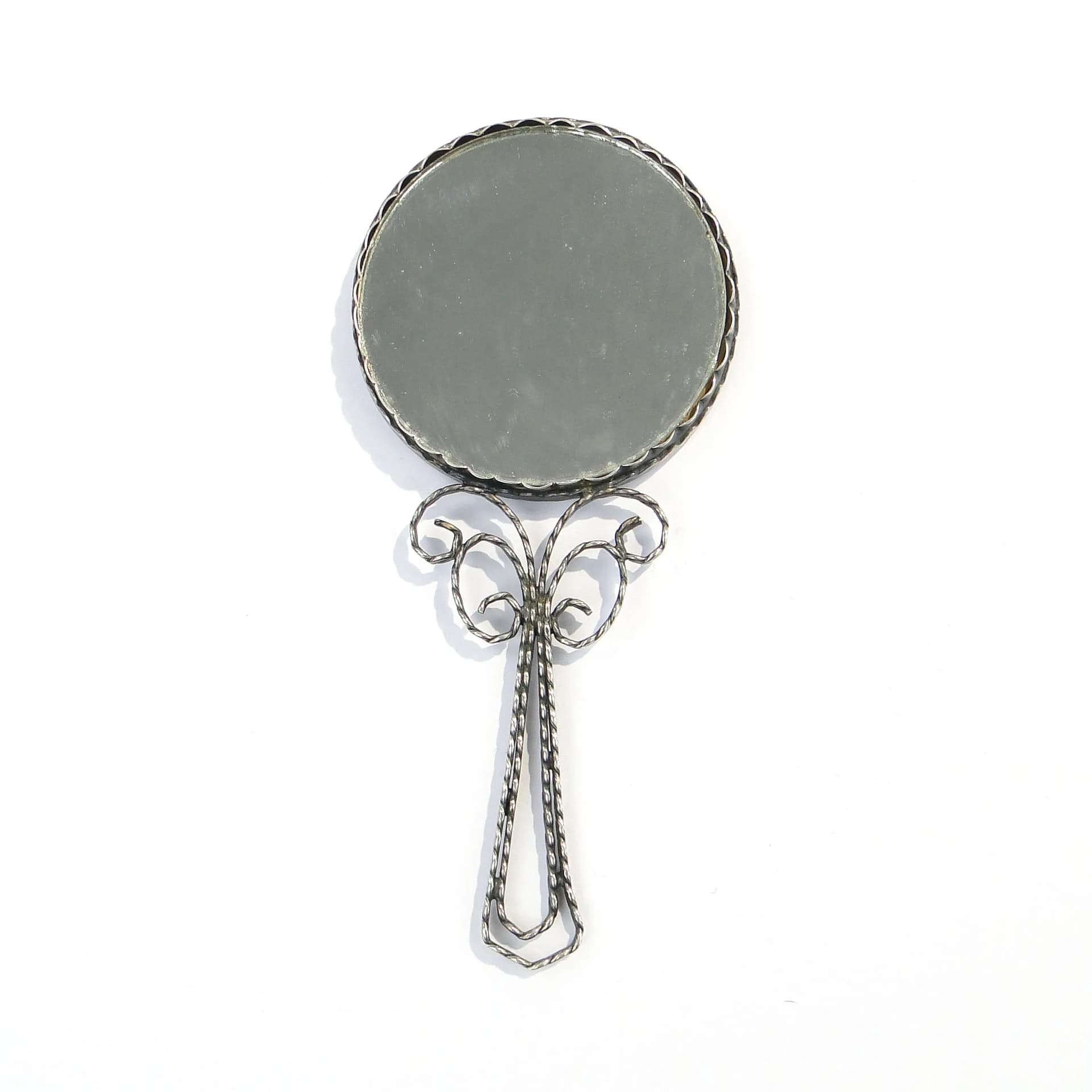 Modernist Lady's Hand Mirror, silver, Poland, 1960s - 9262