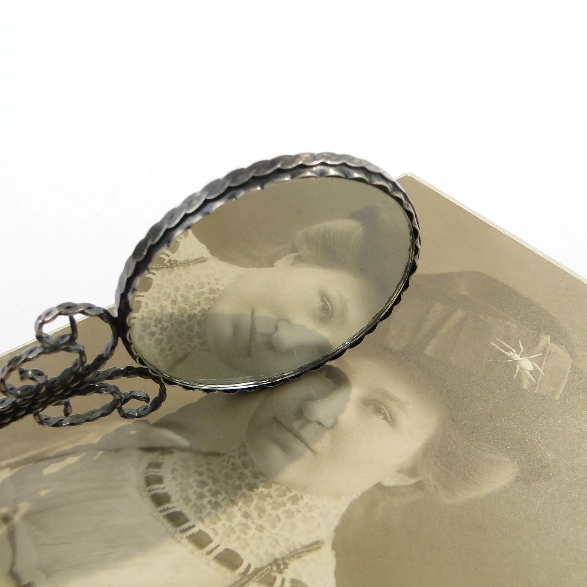 Modernist Lady's Hand Mirror, silver, Poland, 1960s - 9264