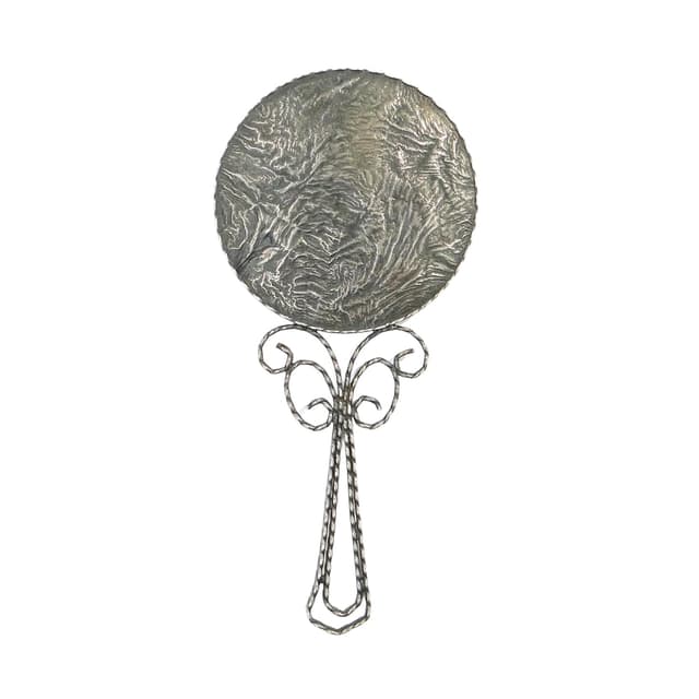 Modernist Lady's Hand Mirror, silver, Poland, 1960s - DIMENSION