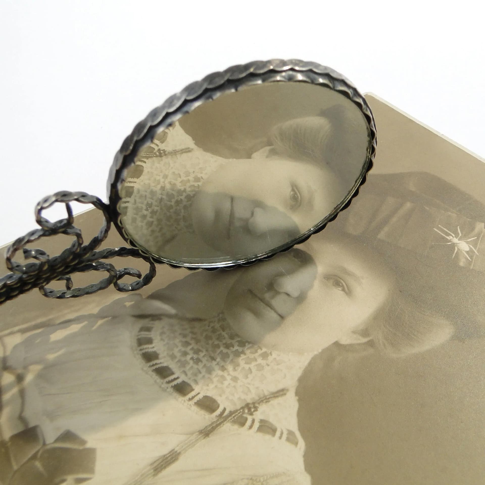 Modernist Lady's Hand Mirror, silver, Poland, 1960s - 9263