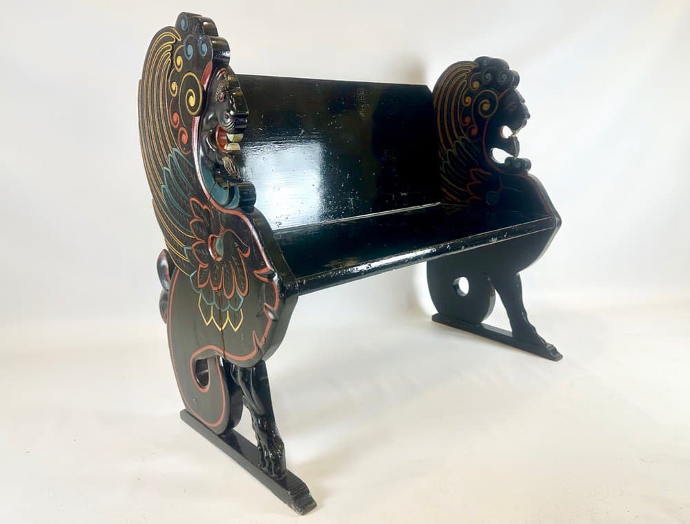 Ławka Lwa, czarny, dąb sosna, Szwecja, początek XX w. - 151456