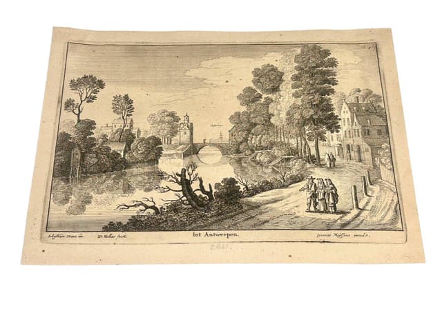 Copperplate Engraving, black and white, Sebastiaen Vrancx, W. Hollar, United Kingdom, 17th c. - DIMENSION