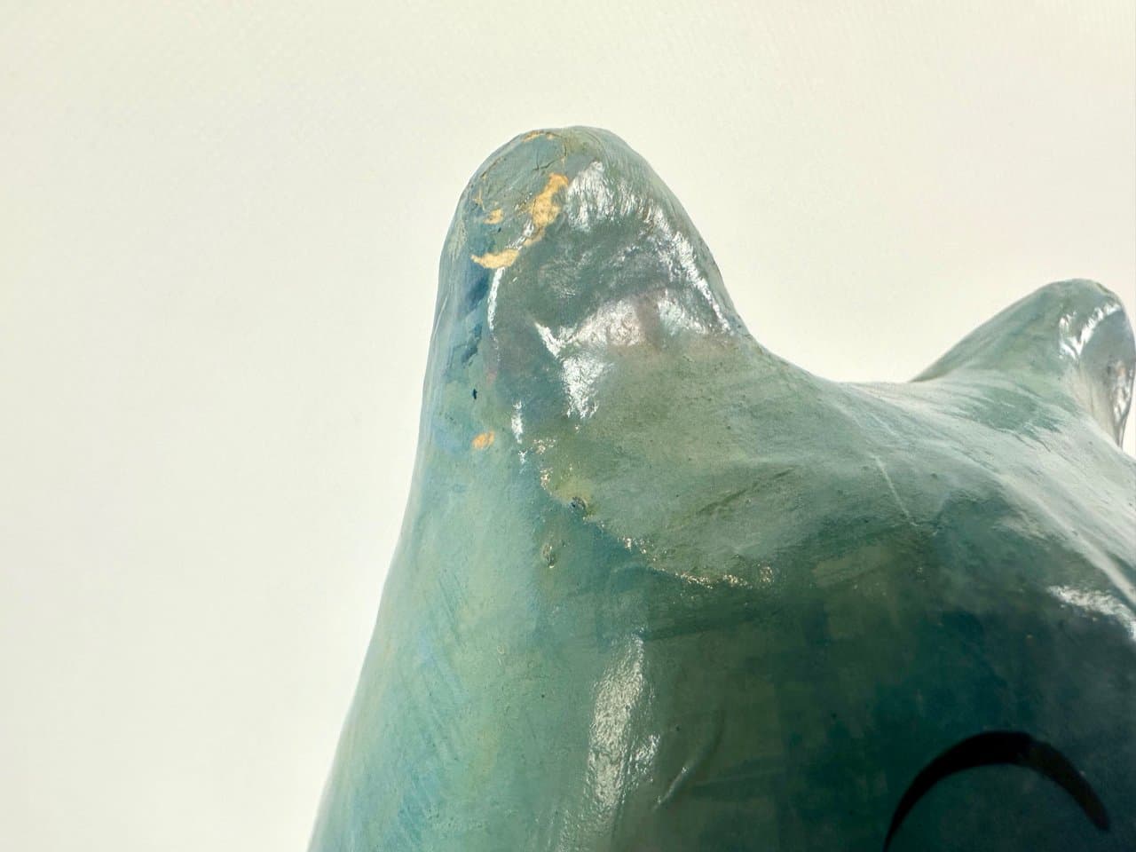 Figurka hipopotama siedzącego, niebieski, papier mâché, lata 60. - 151578