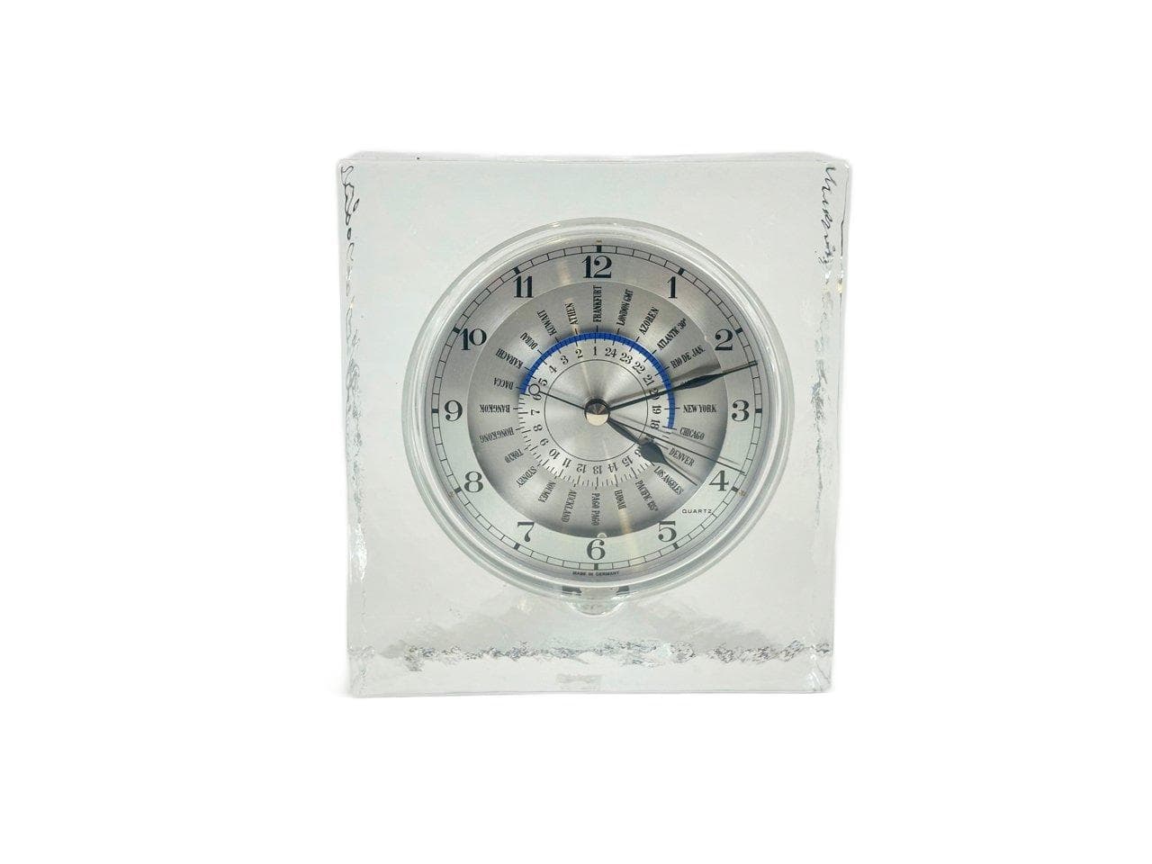 Table Clock World Time, transparent glass, Wiesenthal, Germany, 1980s. - 148445