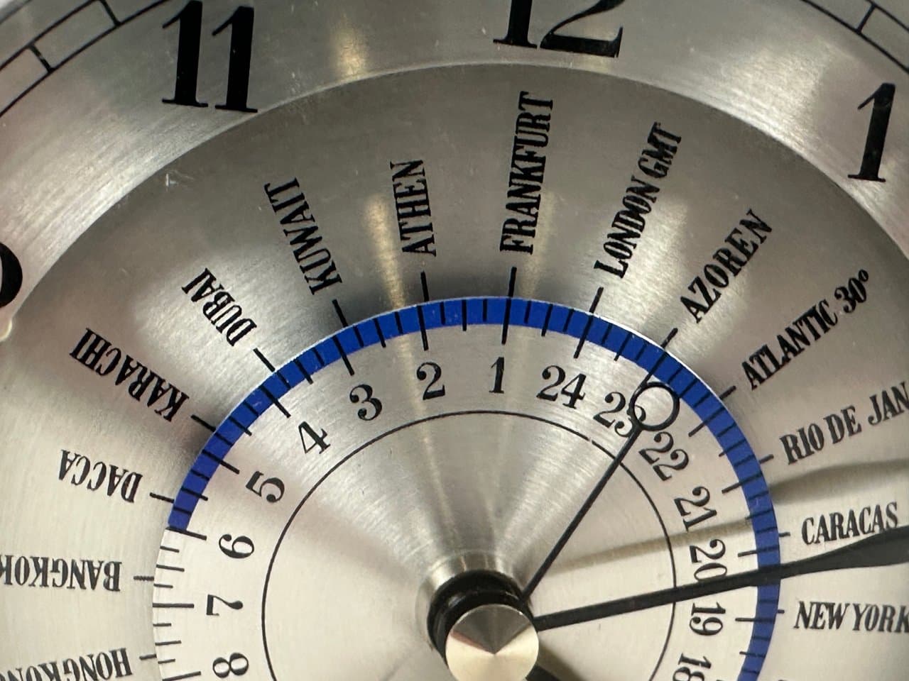 Table Clock World Time, transparent glass, Wiesenthal, Germany, 1980s. - 151594