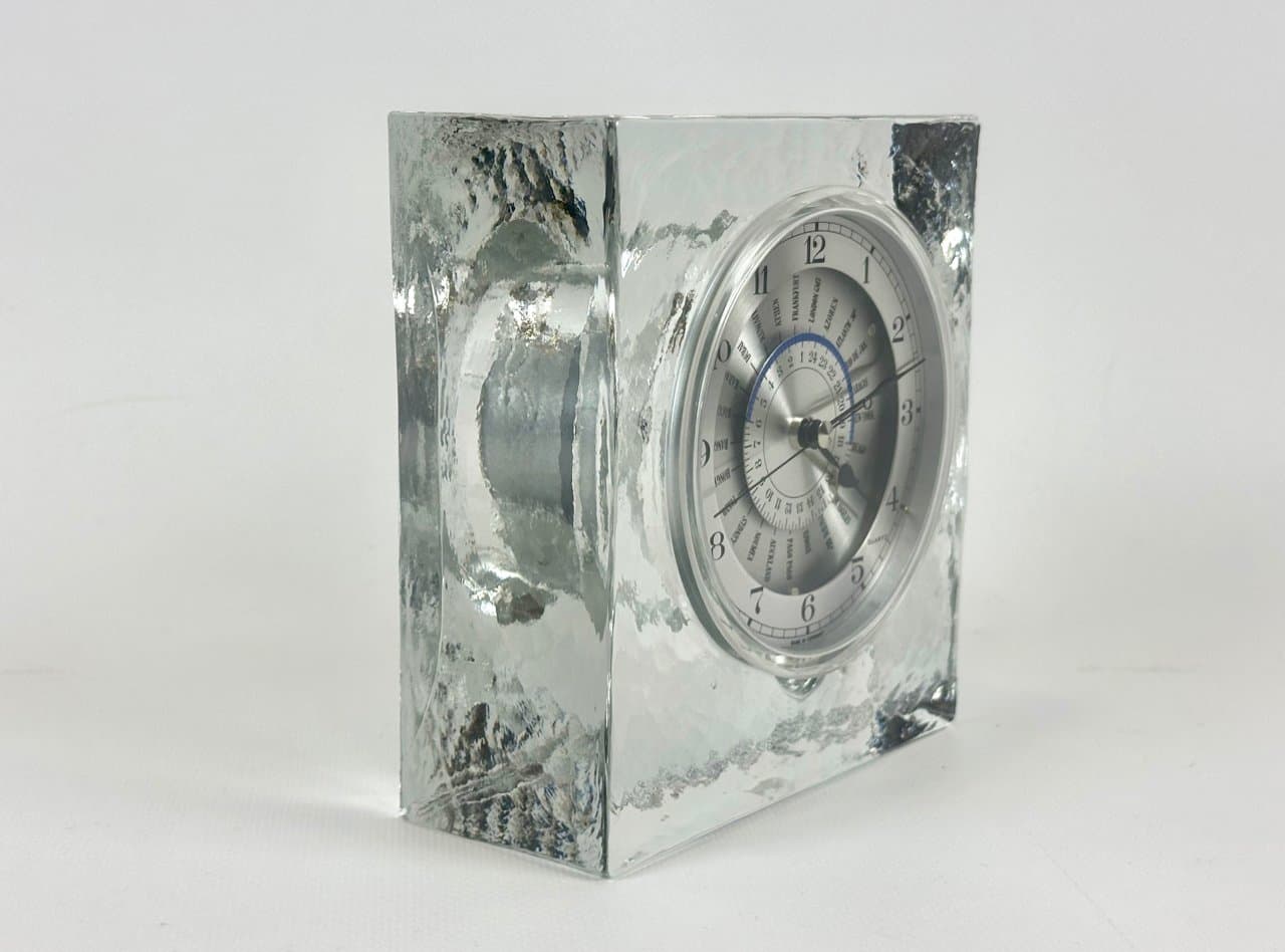 Table Clock World Time, transparent glass, Wiesenthal, Germany, 1980s. - 151595