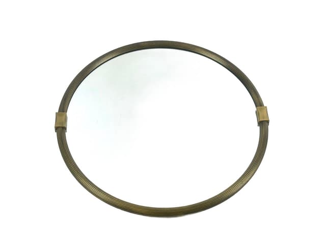 Round Wall Mirror, golden brass, mirrored glass, Germany, 1970s - DIMENSION