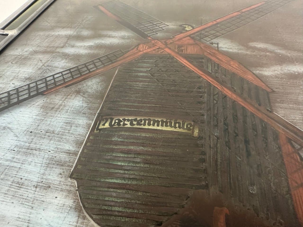 Panel okienny Narrenmühle, multikolor, szkło, Niemcy, lata 50. - 151654