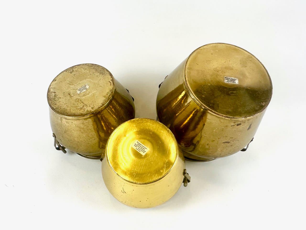 Zestaw trzech pojemników Pulp, mosiądz złoty, Skultuna, Szwecja, lata 80. - 151665