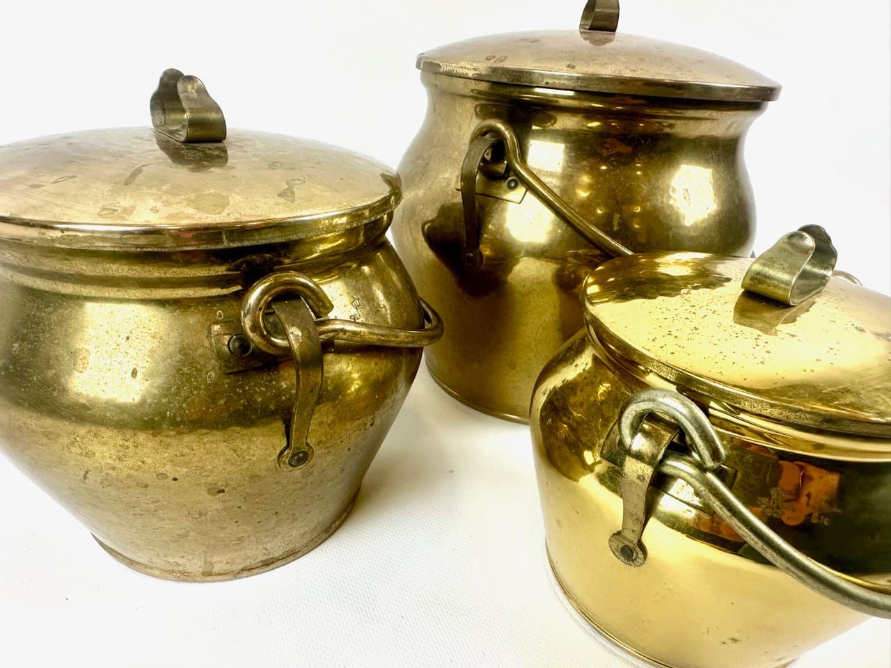 Zestaw trzech pojemników Pulp, mosiądz złoty, Skultuna, Szwecja, lata 80. - 151663