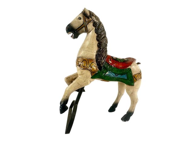 Figurka karuzelowego konia, multikolor, drewno, początek XX w. - WYMIARY