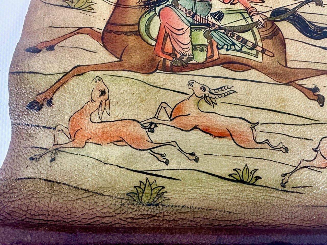 Zwój ścienny orientalny, multikolor, skóra naturalna jagnięca, Irak, lata 50. - 151710