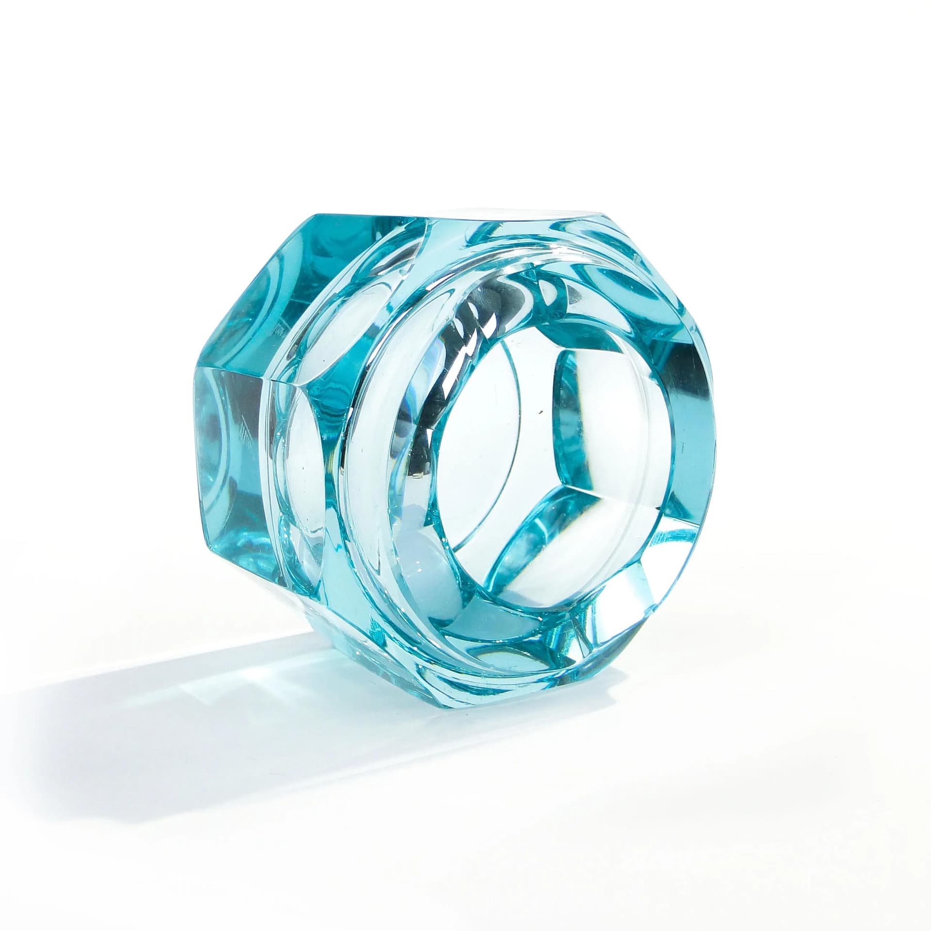 Ashtray Art Deco, turquoise crystal, Moser, Czech Republic, 1930s. - 9231