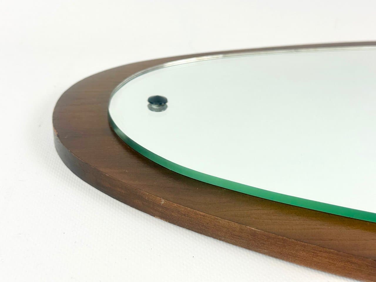 Wall mirror, glass, brown teak, Germany, 1970s. - 151732