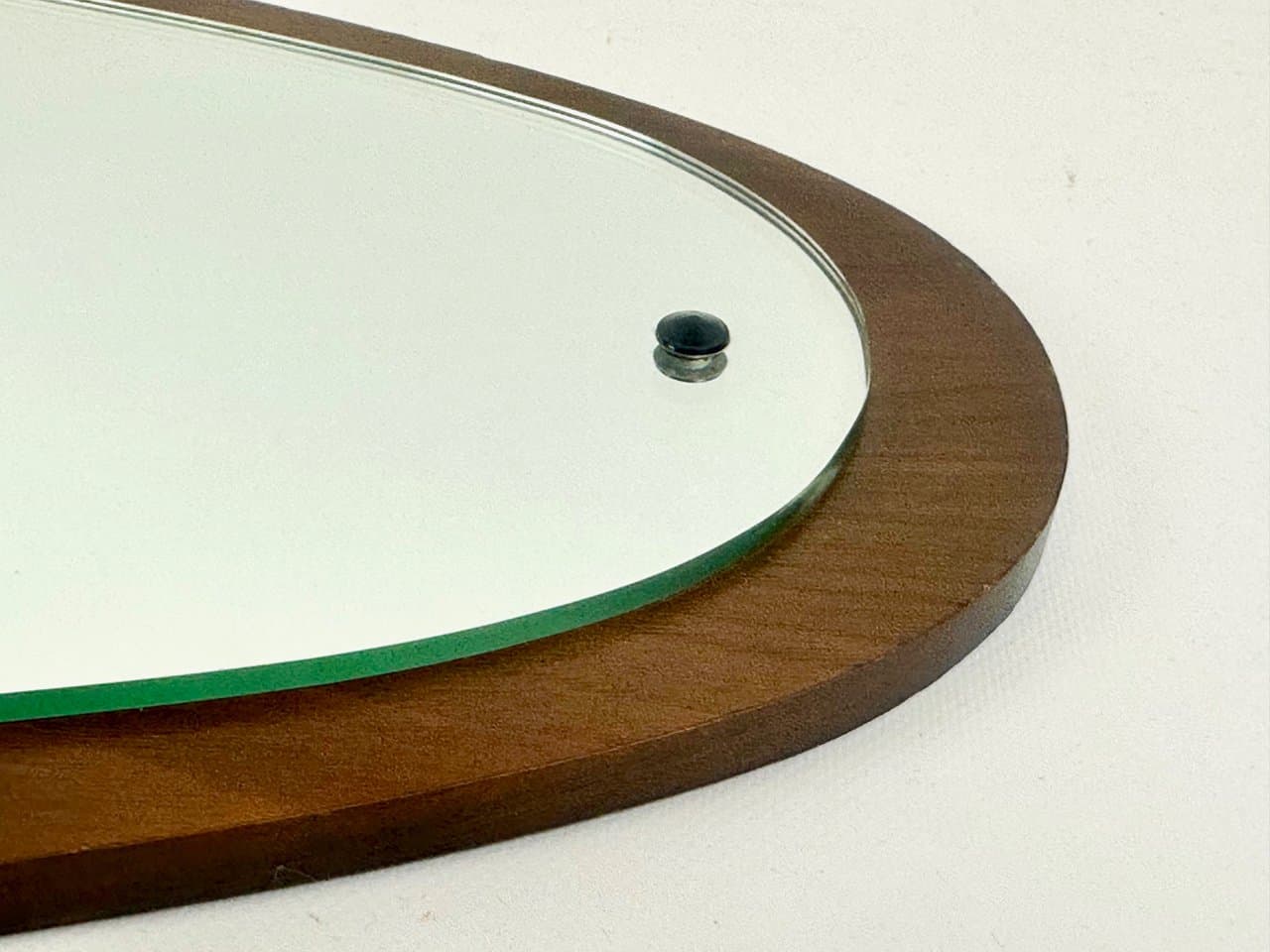 Wall mirror, glass, brown teak, Germany, 1970s. - 151731