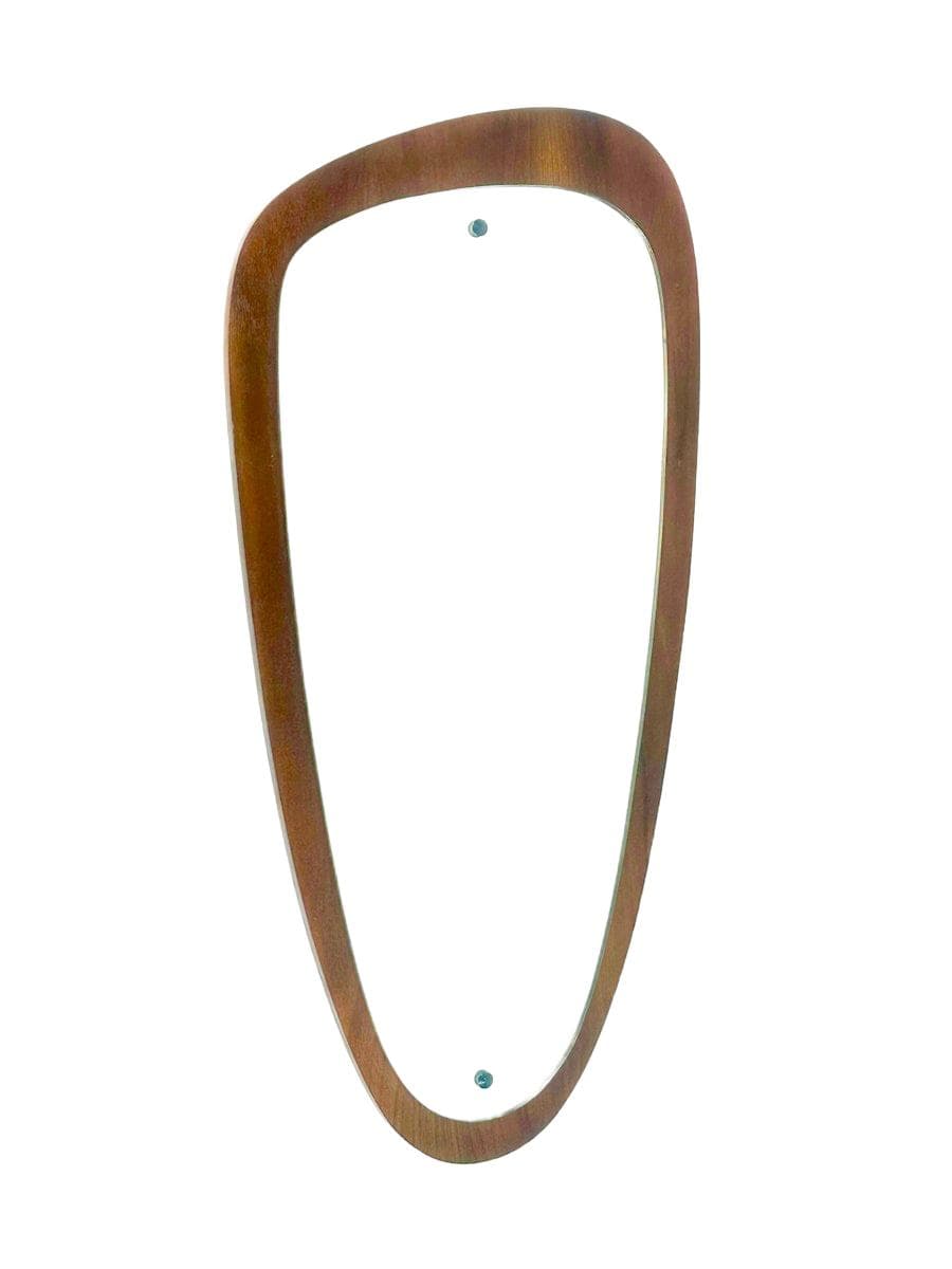 Wall mirror, glass, brown teak, Germany, 1970s. - 148459