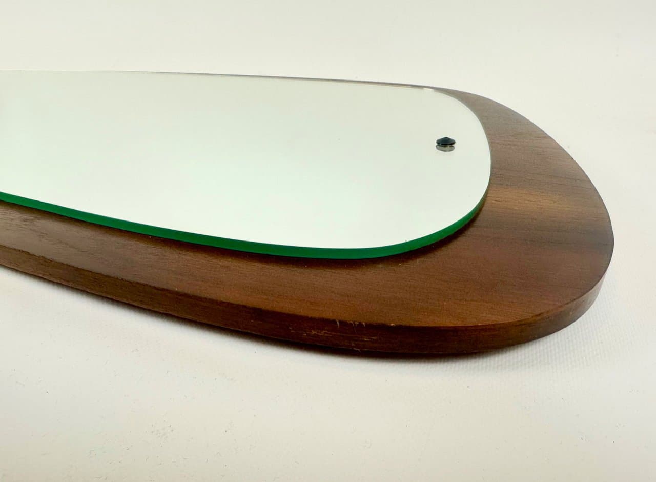 Wall mirror, glass, brown teak, Germany, 1970s. - 151730