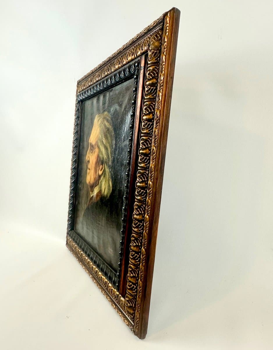 Obraz portretowy Franz Liszt, brązowy, olej na płótnie, art. M. Ehl, Niemcy, lata 40. - 151842