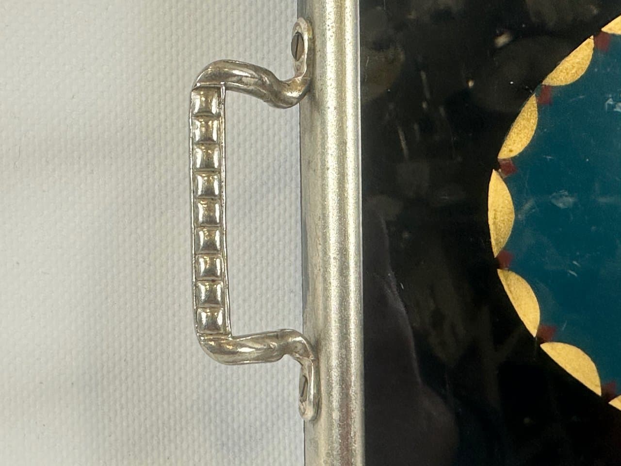 Taca serwingowa Art déco, czarne szkło, metal, Niemcy, lata 30. - 151869