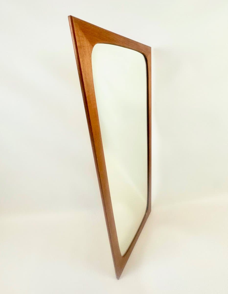 Wall mirror, brown, glass, teak, Germany, 1970s. - 151872