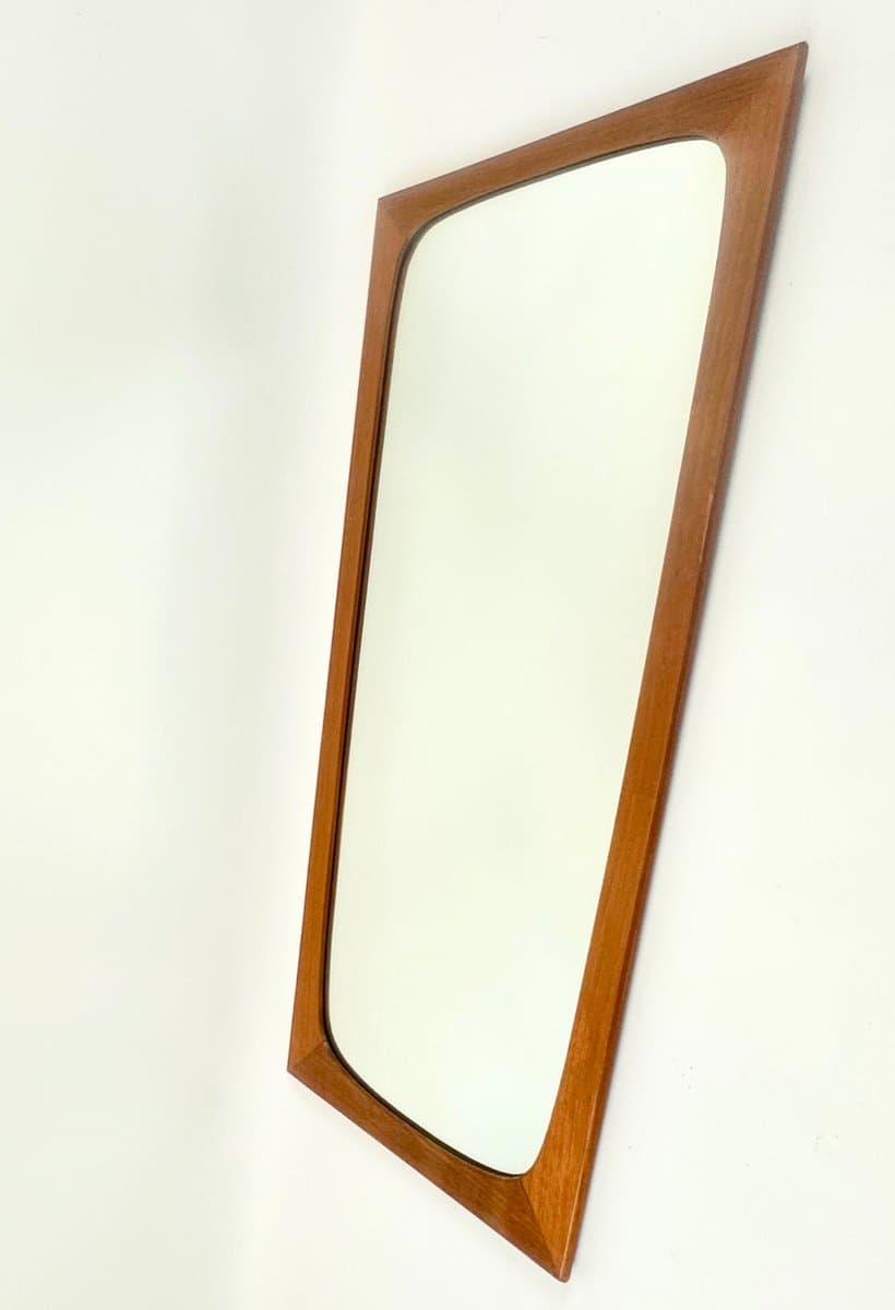 Wall mirror, brown, glass, teak, Germany, 1970s. - 151873