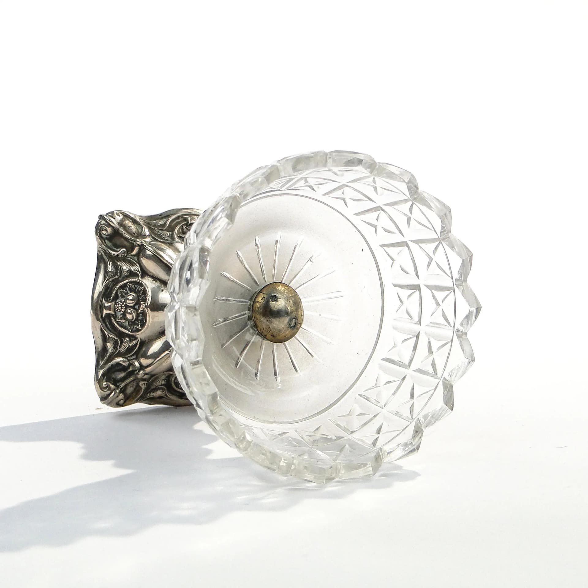 Solniczka biedermeier, srebro, szkło transparent, Austria, XIX wiek - 9210