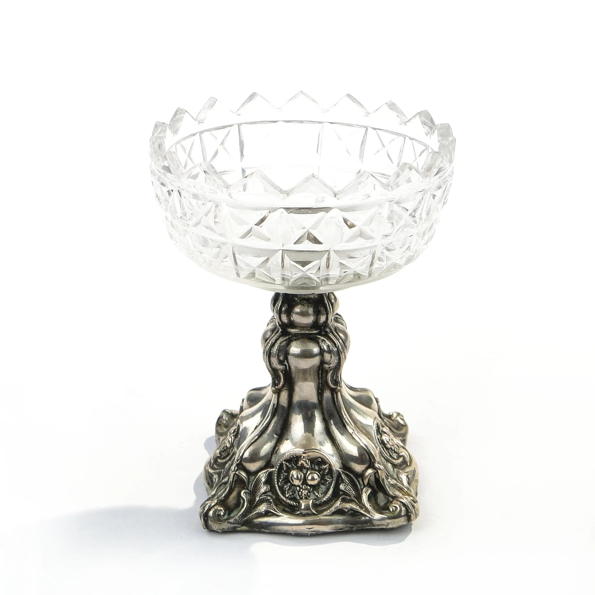 Solniczka biedermeier, srebro, szkło transparent, Austria, XIX wiek - 9207