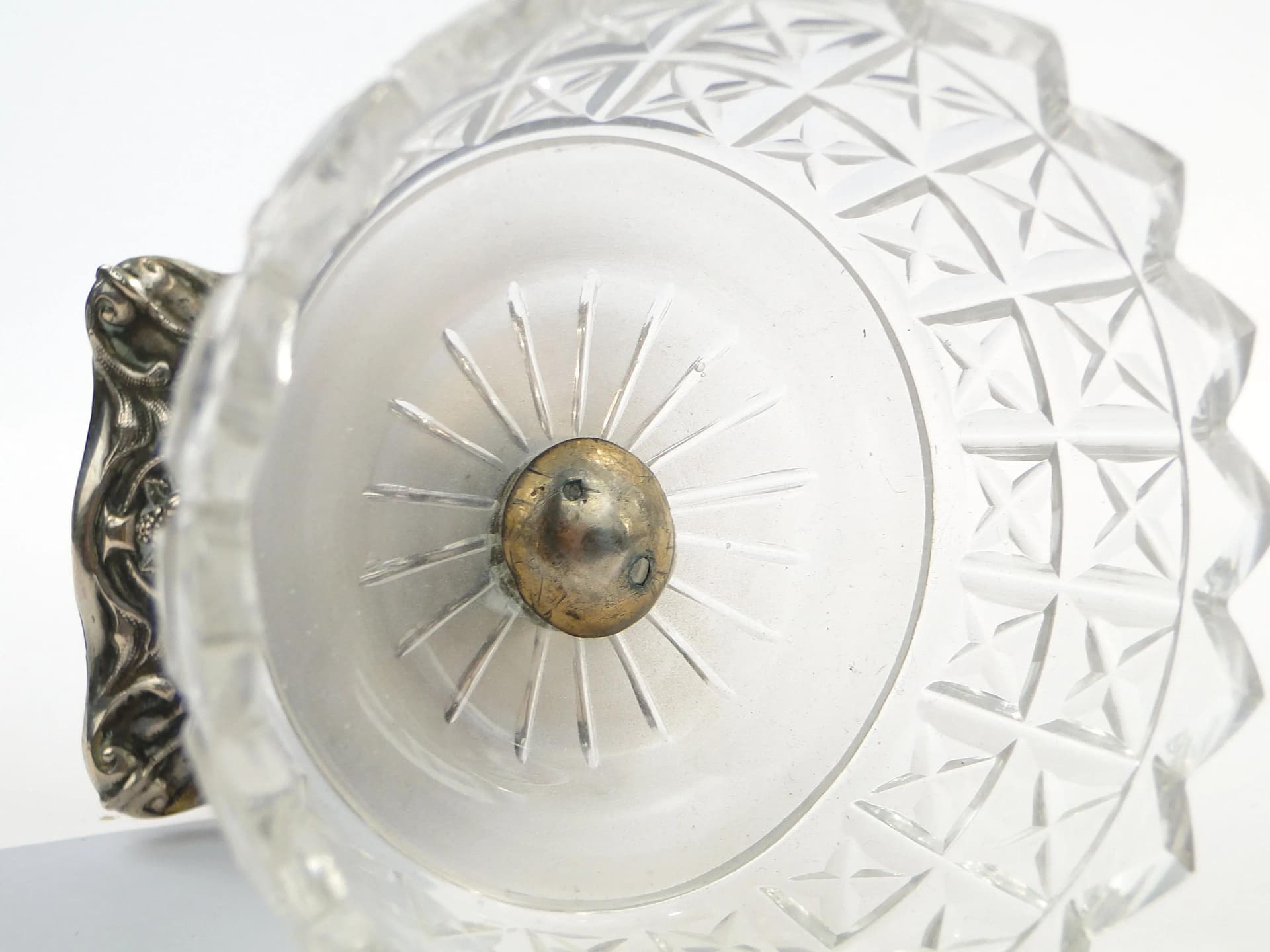 Solniczka biedermeier, srebro, szkło transparent, Austria, XIX wiek - 9211